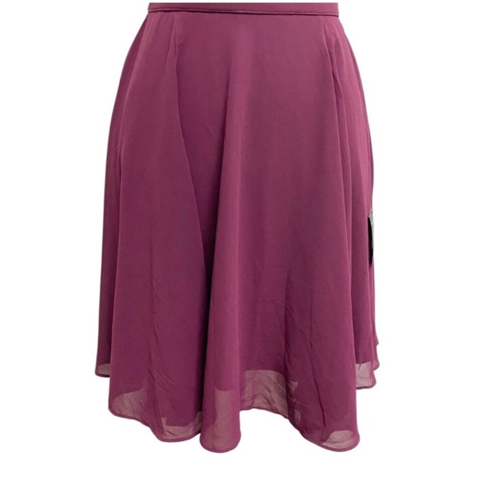 Lulus Forevermore Dress Womens XS Burgundy Halter Skater NWT Chiffon Party Prom - Picture 5 of 11